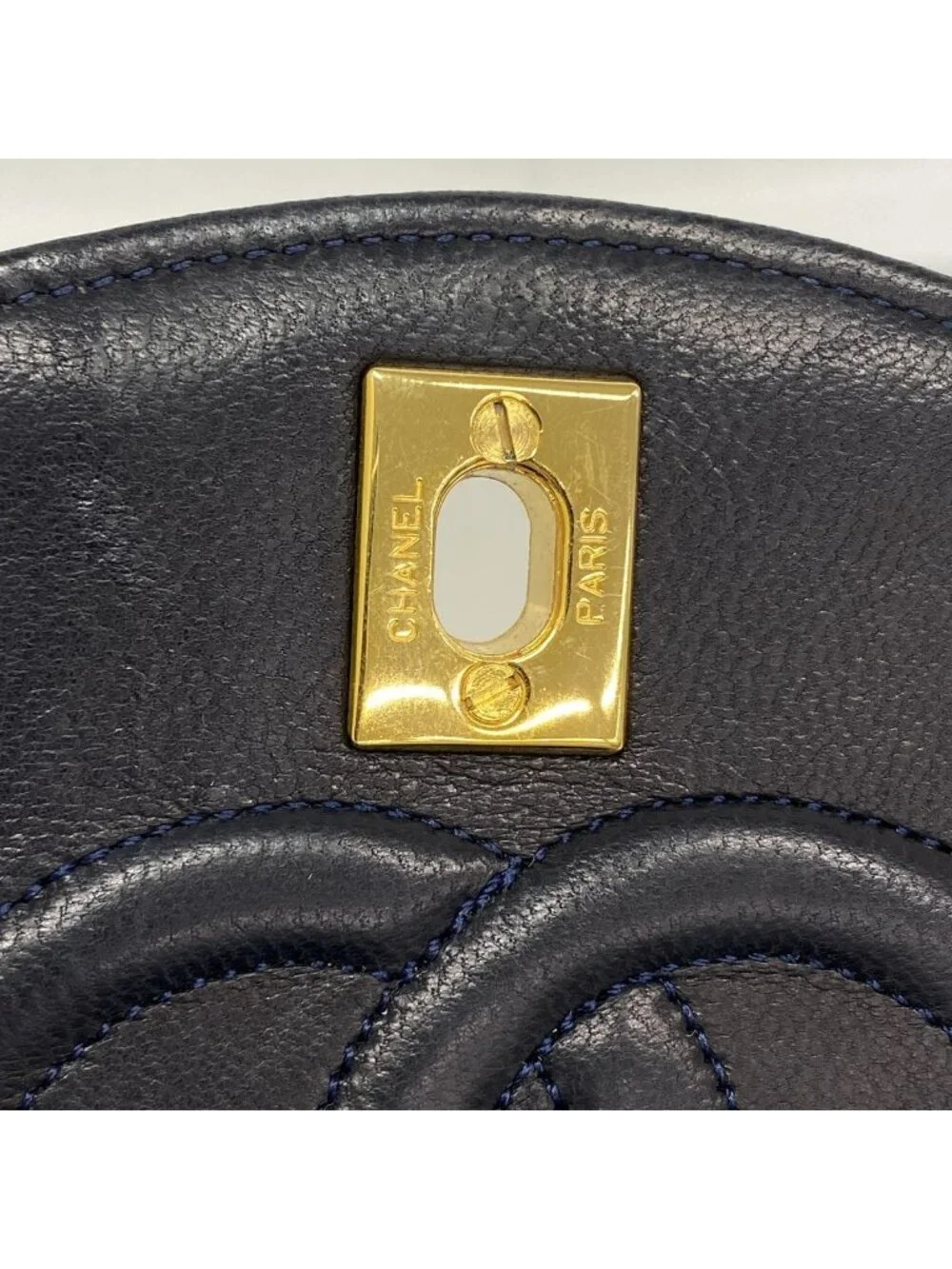 Chanel Shoulder Bag Quilted Lambskin Black Gold